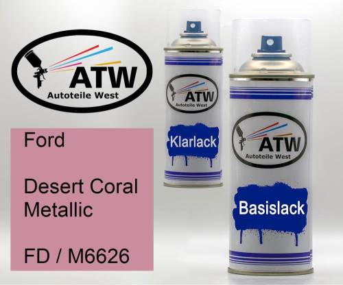 Ford, Desert Coral Metallic, FD / M6626: 400ml Sprühdose + 400ml Klarlack - Set, von ATW Autoteile West.